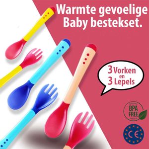 Warmte gevoelige babylepels & vorken - Set van 6 - Babybestek - Warmte indicatoren