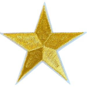 Ster Goud Strijk Embleem Patch 7 cm / 7 cm / Goud