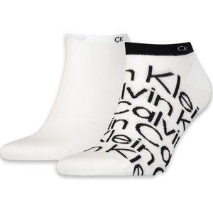 Calvin Klein Sneaker All Over Print (2-pack) - heren enkelsokken - wit dessin - Maat: 39-42