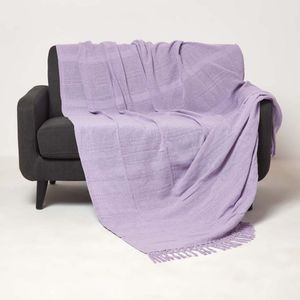 Homescapes Kashi sprei XXL 255 x 360 cm - katoenen deken lila met franjes