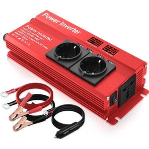 Spanningsomvormer 24V naar 230V met 3 stopcontacten en 4 USB-poorten - 800W/1600W