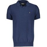 Dstrezzed - Polo Melange Slub Donkerblauw - Slim-fit - Heren Poloshirt Maat S