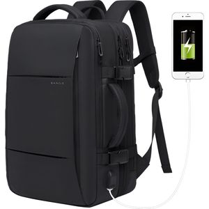 CarryQuest® - Reisrugzak Heren - 17.3"" Laptop - Uitbreidbaar - Waterdichte Mode-Rugzak - Zakelijke Rugzak School - Capaciteit 37L - Waterdicht - USB - Zwart