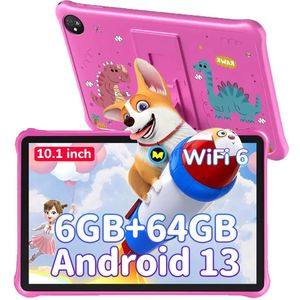Blackview Tab 30 Kids Tablet 10.1 inch 6(2+4)GB+64GB Android 13 5100mAh WiFi6 Learning Tablet/Ouderlijk toezicht/Widevine L1/Oogzorgmodus, TPU-beschermhoes, Roze