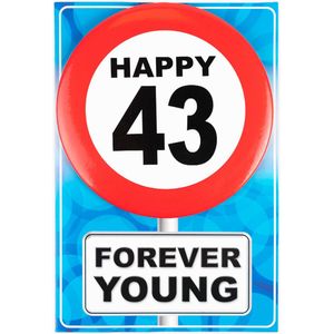 Happy age kaart 43 jaar (wenskaart met button)
