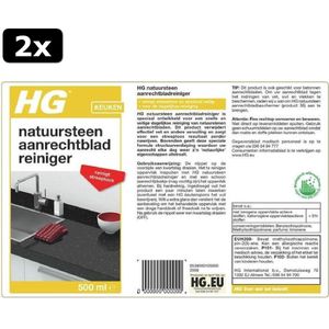 2x HG natuurstenen aanrechtbladreiniger - 500ml - veilig in gebruik - streeploos schoon - dagelijkse reiniging