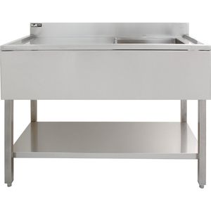 KuKoo - Professionele Vrijstaand Catering Spoeltafel - RVS, Zilver, Linker Afdruipvlak, GRATIS Zeefplug – 120 x 60 cm