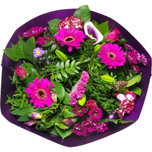 Boeket Biedermeier Large Lila ↨ 45cm - bloemen - boeket - boeketje - bloem - droogbloemen - bloempot - cadeautje