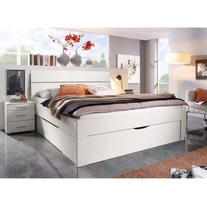 Maxi Bed Butiken met hoofdbord en 3 laden - 180 x 200 cm - alpine wit