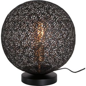 Freelight Oronero tafellamp - bollamp - Ø30 cm - oosters met gaatjes - zwart