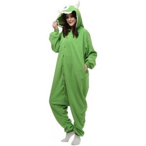 Leuke Groene Eenogige Monster Onesie - Maat S (145-155cm) - Pyjama - Jumpsuit - Kostuums - Pyjama's - Nachtkleding - Themafeest - Verkleedkleding - Carnavalskleding - Dames - Heren- Kinderen - Volwassenen