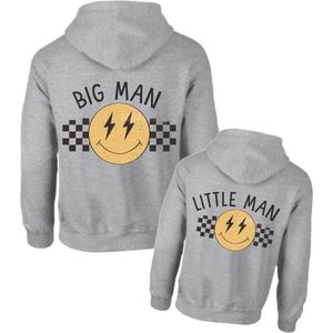 Hoodie set voor vader en zoon-Big man Little man met smiley-Heren Maat M Kind Maat 86/92