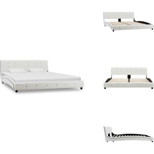 vidaXL Bedframe - Bedframes - Bed - Bedden - Bedframe kunstleer wit 160x200 cm