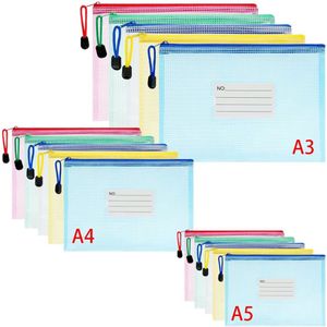 Plastic Portefeuilles – Set Van 15 Stuks A3, A4 En A5 Mappen – Ritssluiting Zakken – Mesh Document Portemonnee Met Label Zak – Voor School, Kantoor En Huiswerk