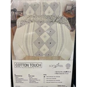 Cotton Touch dekbedovertrek - 240x220cm - Creme / stip