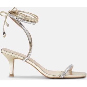 Mangará Aroeira Dames sandalen - 8cm Hak - kristallen bandjes - Goud - Maat 38