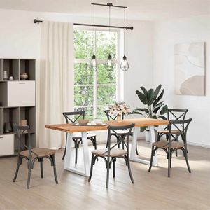 The Living Store Eettafel rechthoekig 220x80x74 cm massief eikenhout lichtbruin - Eetkamertafel - Houten Tafel - Oak Wood Tafel - Salontafel - Grote Tafel