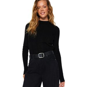 Trendyol Zwarte Gebreide Trui Met Hoge Hals Twoaw24Kz00329