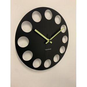 Wandklok CHANTALBRANDO -- BLACK TORNADO 34 -- MODERN DESIGN -- zwart