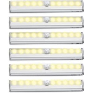 Draadloze Sensor Lamp - Draadloze Trapverlichting - LED kastverlichting - Draadloze nachtlampjes - Warm wit(6 STUKS)