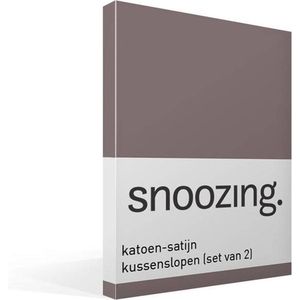 Snoozing - Katoen-satijn - Kussenslopen - Set van 2 - 40x60 cm - Taupe