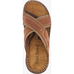 Van Beers leren heren slippers bruin - Maat 40