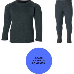 Heatkeeper - Thermo broek/shirt kinderen - Set - Maat 140/146 - Antraciet - 2 x broek/shirt