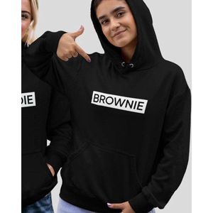Blondie & Brownie Hoodie Block (Brownie - Maat XXL) | BFF Koppel Sweater | Best Friends Forever