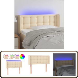vidaXL Hoofdbord LED 83x16x78/88 cm - Crème - Stof Hoofdboard - Led Hoofdbord - Crème Hoofdbord - Beddecoratie - Hoofdkussen
