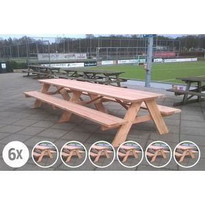 Rockwood® 6x Picknicktafel Douglas Classic 2.80m met 48 afgeronde hoeken (6 tafels x 8 hoeken)