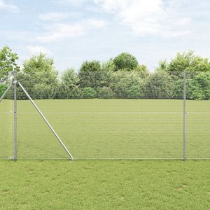 vidaXL - Gelast - Draadhek - met - 13 - Spike - Palen - 1,5x25 - m - Gegalvaniseerd - Staal