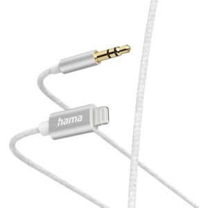 Hama Aux-kabel - Audio kabel - 3,5mm jack naar Lightning kabel - Geschikt voor Smartphone of tablet met Lightning - Aluminium behuizing - 1 meter - Wit