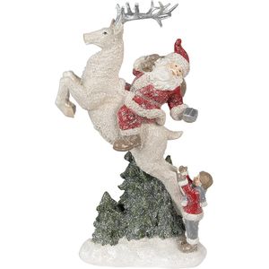Clayre & Eef Beeld Kerstman 33 cm Rood Wit Polyresin Kerstfiguren