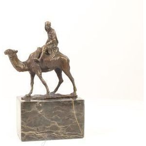 Beeld brons - kameel met rijder - Sculptuur - 21,5 cm hoog