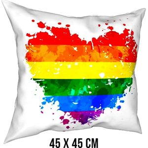 Allernieuwste® Kussen Regenboog LGBTQIA+ - Kussenhoes polyester peach skin Perzikhuid - Kussenovertrek Graffiti - Kleur 45 x 45 cm