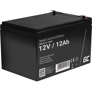 Green Cell 12V 12Ah (6.3mm) 12000mAh VRLA AGM accu