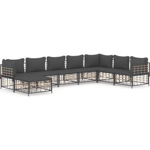 vidaXL 8-delige Loungeset - Antraciet Poly Rattan Hoekbank - Lounge Set - Tuinstoel - Buitenshuis - Patio - Balkon - Relaxen - Antraciet - Kunststof