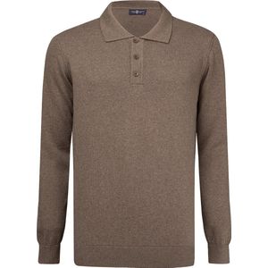 Jimmy Sanders Gebreide Polo Trui - Polo Kraag - Sweater - 100% Katoen Heren Bruin - S
