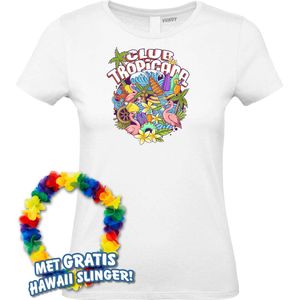 Dames t-shirt Flamingo Summer | Toppers in Concert 2024 | Club Tropicana | Hawaii Shirt | Ibiza Kleding | Wit Dames | maat XXL