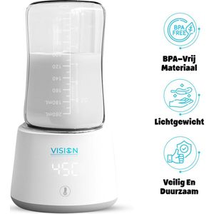 Vision* Flessenwarmer Pro - Draagbare Flessenwarmer voor Onderweg - 4 Temperatuurinstellingen - USB Oplaadbaar - Volledig vrij van BPA - Snelle opwarming - Warmtebehoud: 8 tot 10 uur - Batterijvermogen - Geschikt Voor Vele Merken - Wit