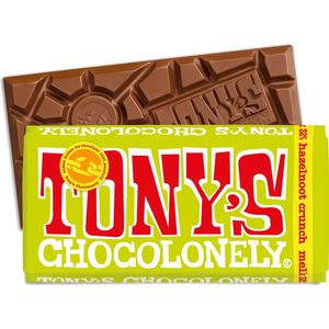 Tony's Chocolonely Melk Hazelnoot Crunch​​ Chocolade Reep - 180 gram
