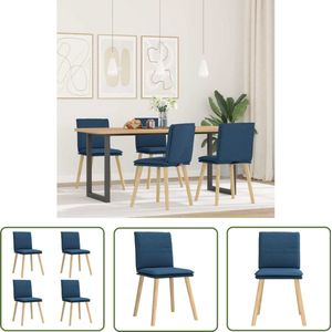 The Living Store Eetkamerstoelen 4 st stof blauw - Eettafelstoel - Eetkamerstoel - Veloursstoel - Blauwe Stoel - Modern Meubilair