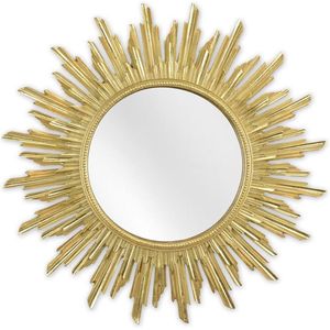 Ronde spiegel - Gouden resin decoratie frame - Zonnetje in huis - 51,8 cm hoog