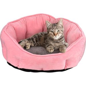 Hondenbed, kattenbed, hondensofa, hondenkussen, pluche, zacht, huisdierbed voor kleine katten en honden, 46 x 46 x 23 cm, roze