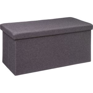 Atmosphera Poef/hocker/voetenbankje - opbergbox - fluweel donkergrijs - PO/MDF - 38 x 38 x 76 cm - opvouwbaar