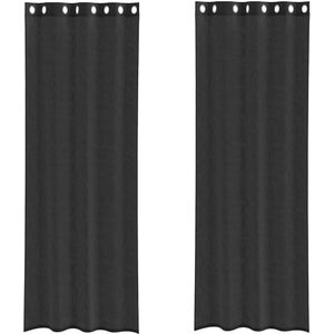 vidaXL - Gordijnen - voile - met - doorvoertules - 2 - st - 140x260 - cm - zwart