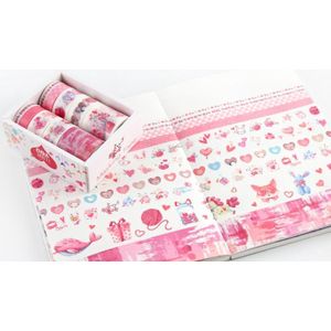 Zoete Roze Washi Tape Pakket Doos | Verschillende Washi Tapes | Roze Hartjes Beestjes Dieren Patronen Eenhoorn Eten Voedsel Konijnen Washi Tape | Masking Tape | Bullet Journal | Journalling | Journal | Plakboeken | Inpakken | Versieren