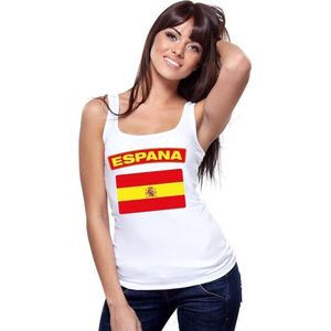 Singlet shirt/ tanktop Spaanse vlag wit dames L