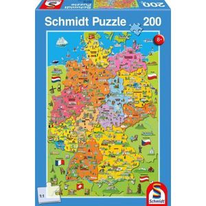 Schmidt puzzel Getekende kaart van Duitsland - 200 stukjes - 8+