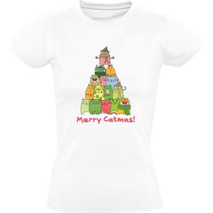 Merry Catmas Dames T-shirt | Kat | Poes | Kerst | Kerstshirt | Huisdier | Shirt